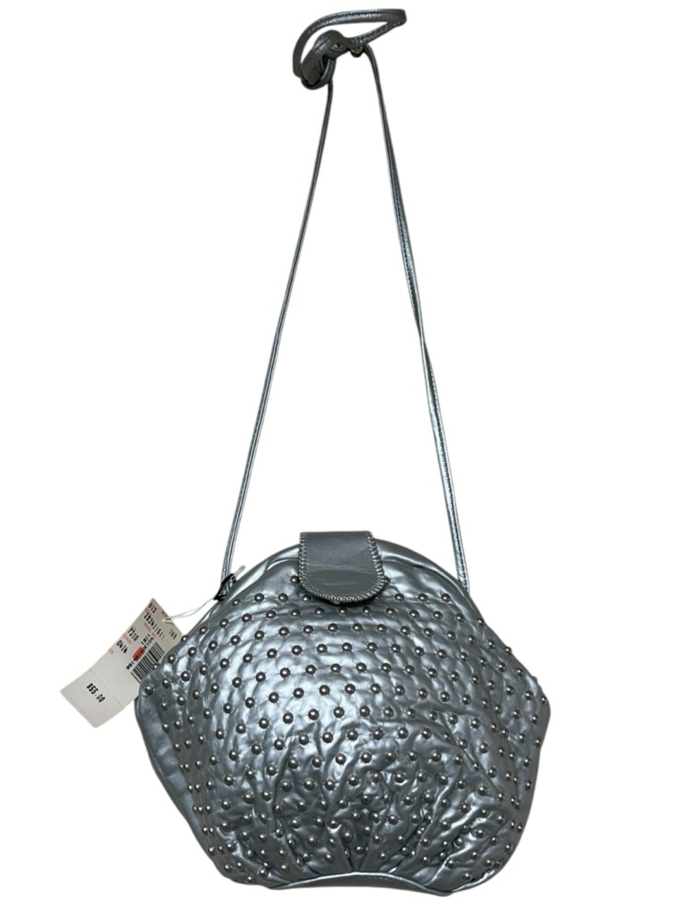 Noble Handbags NWT deadstock silver leather studded crossbody shoulder bag 80s